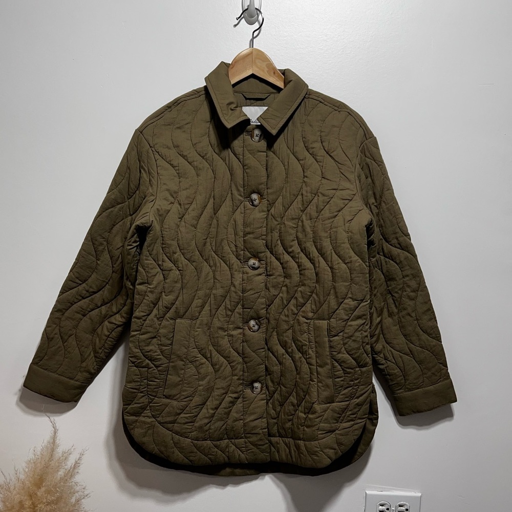 Madewell Quilted Belrose Shirt-Jacket Size XS in Military Green - Picture 3 of 9
